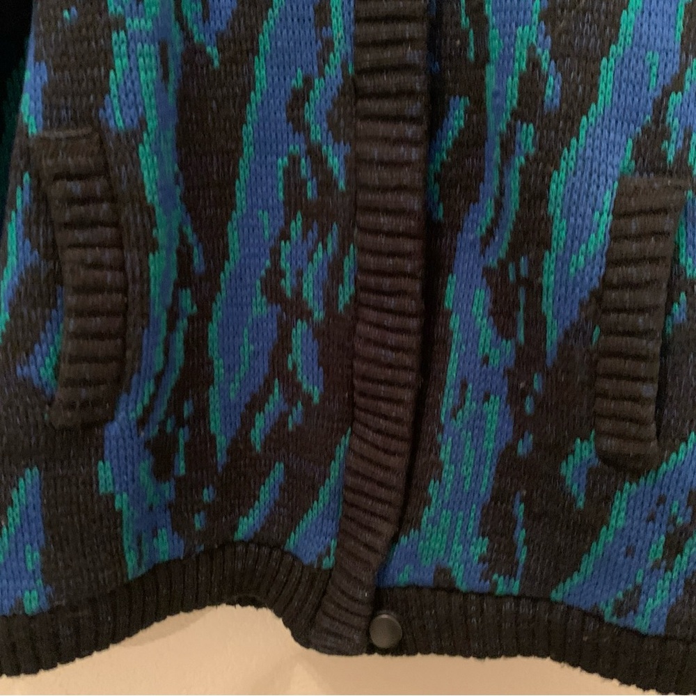 Vintage Alexandra Leigh Lined Abstract Sweater Jacket Coat 80s Size 14/16 Large - Picture 7 of 12